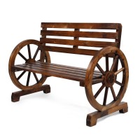 Vingli Rustic Wooden Wheel Bench, 41