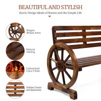 Vingli Rustic Wooden Wheel Bench, 41