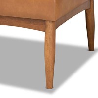 Baxton Studio Arvid Mid-century Modern Tan Faux Leather Upholstered and Walnut Brown Finished Wood Dining Bench