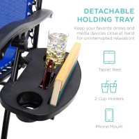 Best Choice Products Set Of 2 Adjustable Steel Mesh Zero Gravity Lounge Chair Recliners Wpillows And Cup Holder Trays Cobalt