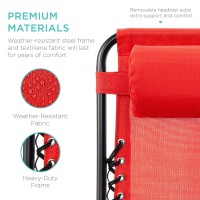 Best Choice Products Set Of 2 Adjustable Steel Mesh Zero Gravity Lounge Chair Recliners Wpillows And Cup Holder Trays Crimson