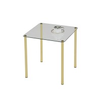 Worcester 18 Square Modern Accent Side End Table Brass Metal Glass