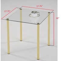 Worcester 18 Square Modern Accent Side End Table Brass Metal Glass