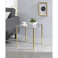 Worcester 18 Square Modern Accent Side End Table Brass Metal Glass