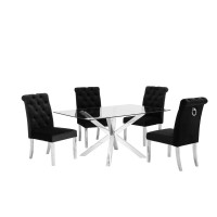 Contemporary Glass 5pc Dining Set