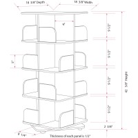 Hartwick 4 Tier Revolving Bookcase Tower Display Unit With 16 Shelves Natural Wood Contemporary