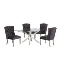 Contemporary Glass 5pc Dining Set