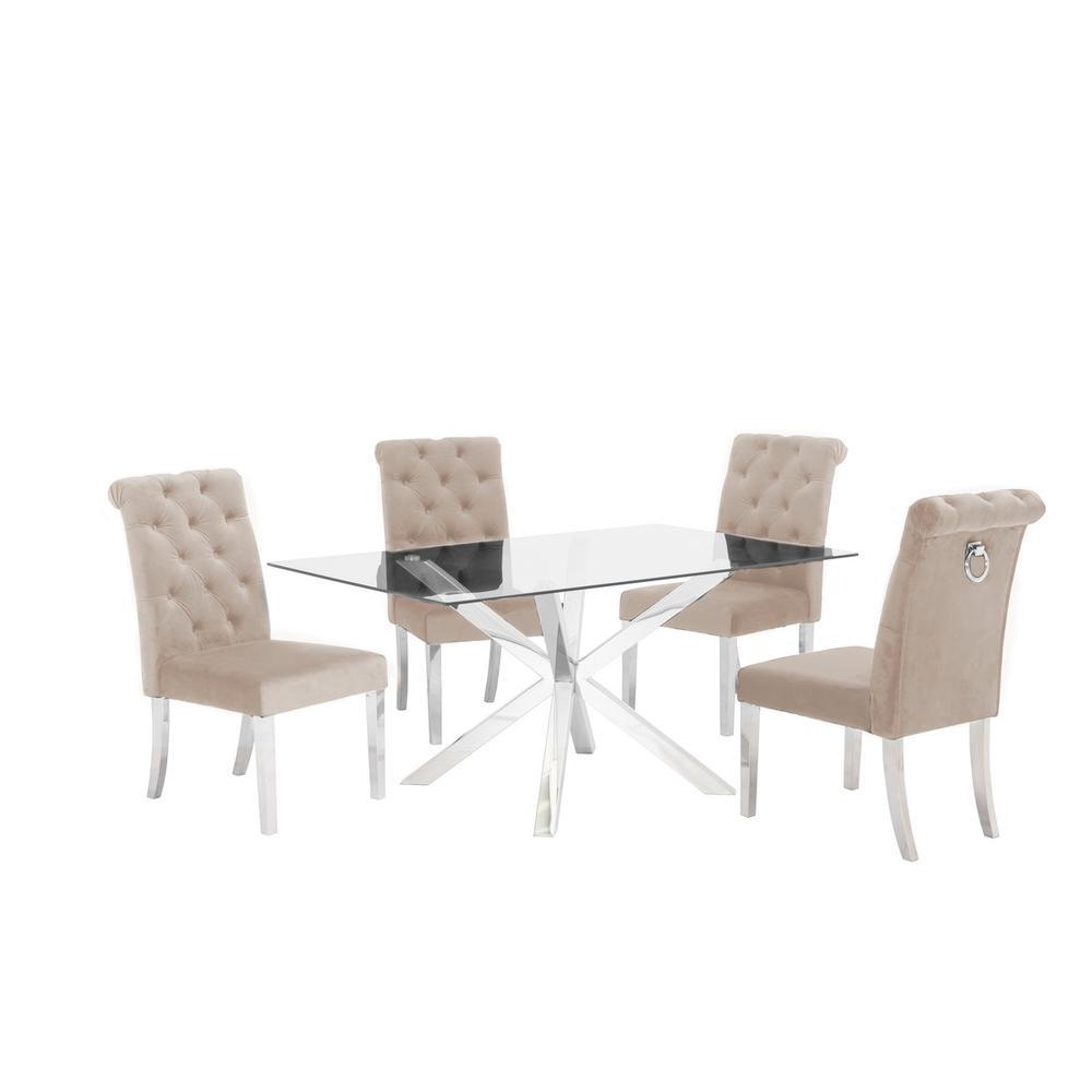 Contemporary Glass 5pc Dining Set