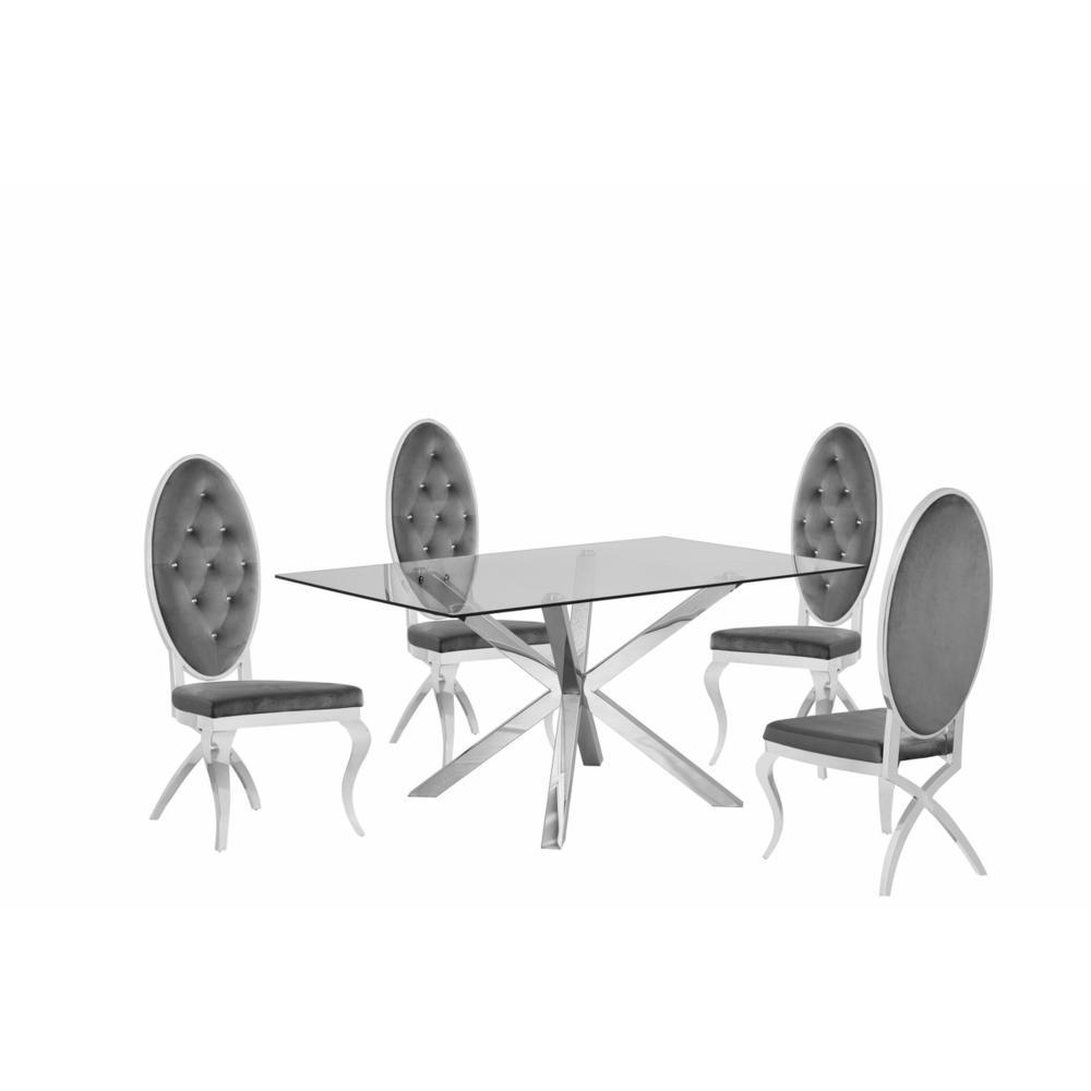 Contemporary Glass 5pc Dining Set