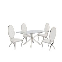 Contemporary Glass 5pc Dining Set