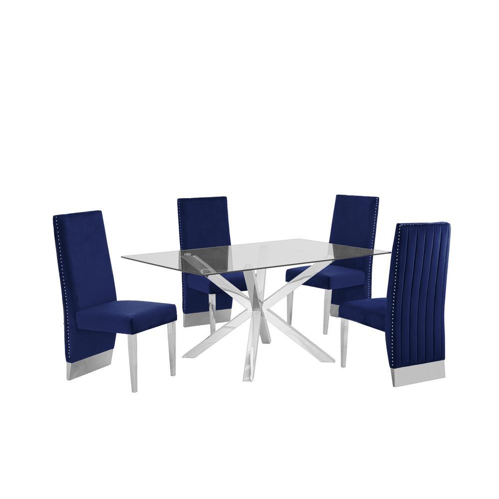 Contemporary Glass 5pc Dining Set