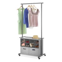 Whitmor Rolling Closet Organizer With Shelves Drawers Grey