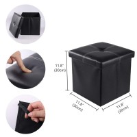 Ycoco Faux Leather Small Square Foot Rest Stools,Foot Stool With Storage,Folding Storage Ottoman Footrest Stool For Faux Leather Ottoman Chest,Toy Box Chest,11.8