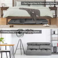 S AFSTAR Safstar Floor Folding Couch and Futon Sofa, 6-Position Fabric Sleeper Sofa Bed with 2 Pillows and Sponge Filling, Adjustable Lazy Sofa for Living Room and Bedroom(Gray)