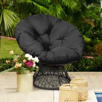 Tangkula Papasan Chair Rattan Ergonomic Chair W/ 360-Degree Swivel And Soft Cushion, Solid Structure & Stable Base, Ideal For Garden, Balcony, Apartment (Black)