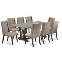 East West Furniture V797FL7169 9Piece Rectangular Dining Table Set 8 Dining Room Chairs and a Rectangular Dinette Table So