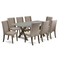 East West Furniture X797FL7169 9Piece Dining Set 8 Parsons Chairs and a Modern Dining Table Solid Wood Structure