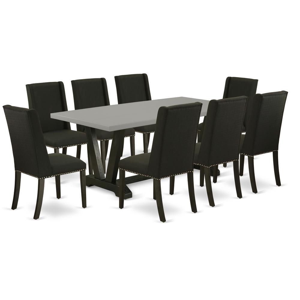 East West Furniture V697FL6249 9Piece Small Dining Table Set 8 Parson Dining Chairs and a Rectangular Dining Table Solid W