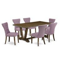 East West Furniture V777Ga7407 7Piece Kitchen Table Set 6 Parson Dining Room Chairs and Rectangular Table Hardwood Frame