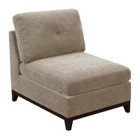 Fabric Armless Chair with Tufted Back Pillow, Gray