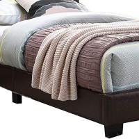 Benjara Twin Transitional Style Leatherette Full Bed With Padded Headboard, Brown