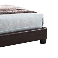 Benjara Twin Transitional Style Leatherette Full Bed With Padded Headboard, Brown