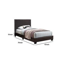 Benjara Twin Transitional Style Leatherette Full Bed With Padded Headboard, Brown