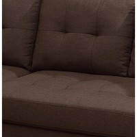 Fabric 2 Piece Sectional Sofa with Round Tapered Legs, Dark Brown