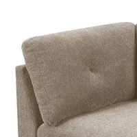 Benjara Fabric Corner Wedge With Tufted Back Pillow, Gray