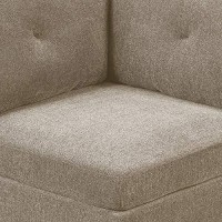 Benjara Fabric Corner Wedge With Tufted Back Pillow, Gray