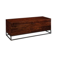 Benjara Wooden Bench With Hidden Storage Compartment, Black And Brown