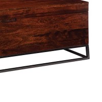 Benjara Wooden Bench With Hidden Storage Compartment, Black And Brown