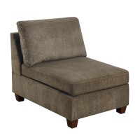 Fabric Armless Chair with Loose Back Pillows, Brown