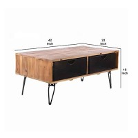 Benjara 42 Inch Wire Mesh Drawer Foldable Coffee Table, Brown And Black