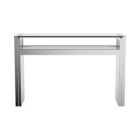 Benjara Tble Metal Console Table With One Open Shelf, Silver And Chrome