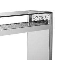 Benjara Tble Metal Console Table With One Open Shelf, Silver And Chrome