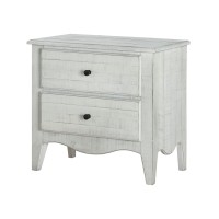 Benjara 28 Inch 2 Drawer Plank Style Nightstand, White