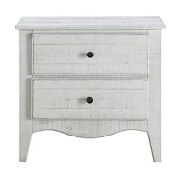 Benjara 28 Inch 2 Drawer Plank Style Nightstand, White