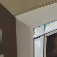 Benjara 1 Glass Shelf Accent Cabinet With Mirror Trim Inlay, Gold