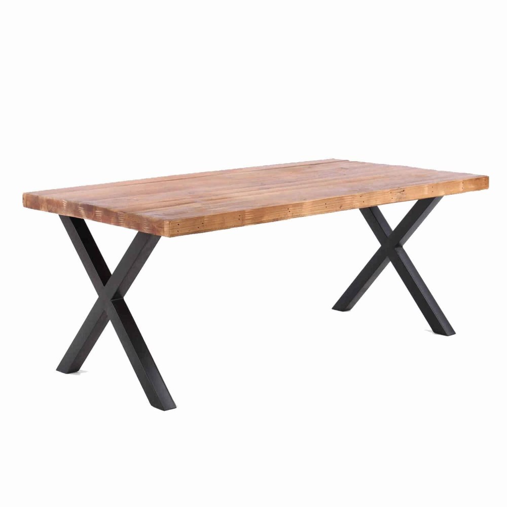 Benjara 44 Inch X Base Wood And Metal Cocktail Table, Brown And Black