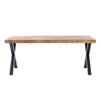 Benjara 44 Inch X Base Wood And Metal Cocktail Table, Brown And Black