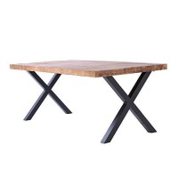 Benjara 44 Inch X Base Wood And Metal Cocktail Table, Brown And Black