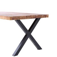 Benjara 44 Inch X Base Wood And Metal Cocktail Table, Brown And Black