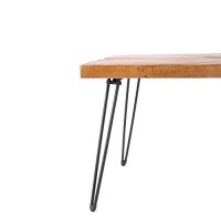 Benjara Wooden 42 Inch Metal And Wood Cocktail Table, Brown And Black