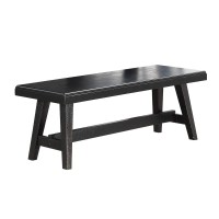 Benjara Rectangular Wooden Bench With Slanted Tapered Legs, Black