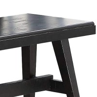 Benjara Rectangular Wooden Bench With Slanted Tapered Legs, Black