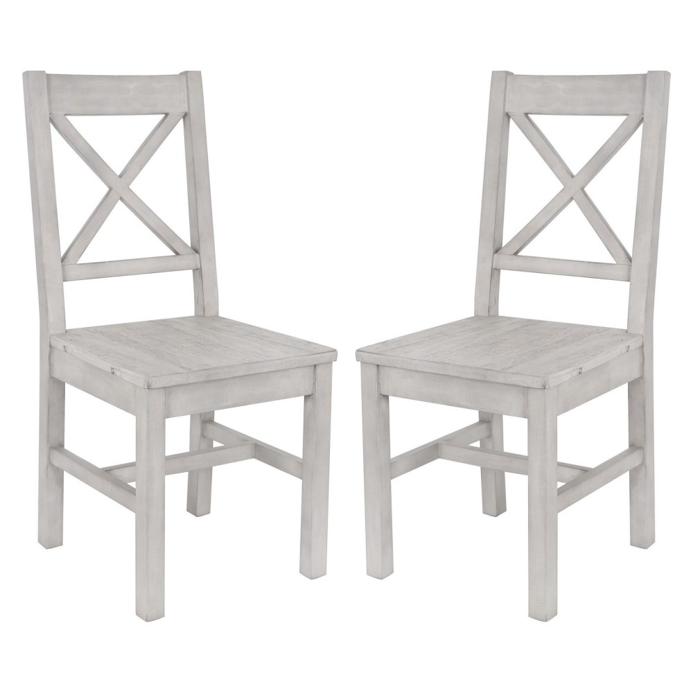 Wooden Dining chair with X Shape Open Backrest, gray, Set of 2(D0102HgD1W7)