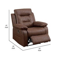 Benjara 41 Inch Leatherette Power Recliner With Usb Port, Brown