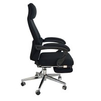 Position Lock Ergonomic Swivel Office Chair With Fabric Seat And Retractable Footrest