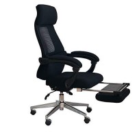 Position Lock Ergonomic Swivel Office Chair With Fabric Seat And Retractable Footrest